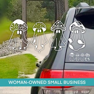 Mushroom Ghost Vinyl Decal Sticker, Cute, Water Bottle, Car Decal, Girly Gift, Mushroom Sticker