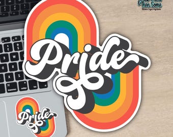 Holo Retro Pride Sticker, Gay Pride Decal, Rainbow Pride Peel and Stick Vinyl Sticker