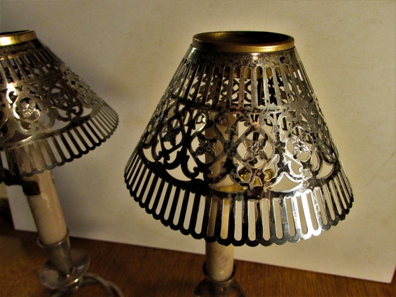 One Silver Plate Pierced Candle Shade Oil Lamp Light Australia One Silver Plate Pierced Candle Shade, Brass Candle Lamp Shade Holder