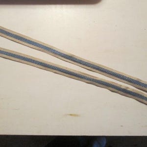 PAIR Vintage Blue and White Cotton Cloth Tape for Suitcase or Trunk 1920s 1930s  9291