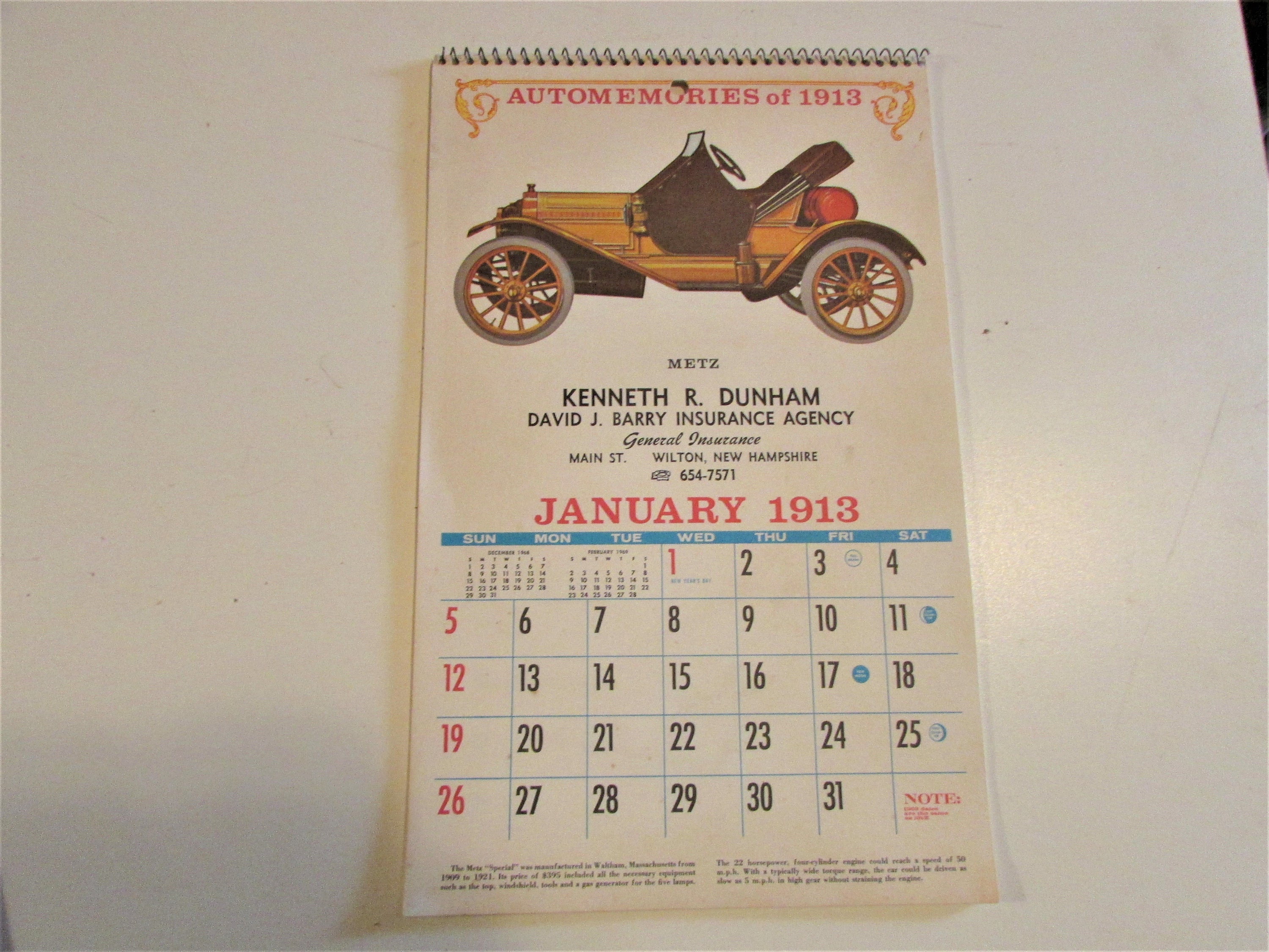 Vintage Car Calendar Antique Cars Publicidad Barry Insurance Etsy