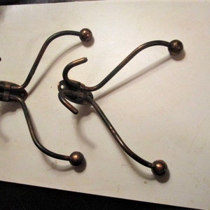 ONE Iron and Brass Faux Copper Finish Hall Tree Hook Double Hook Industrial or Steampunk part Towel Bathroom Coat 8375