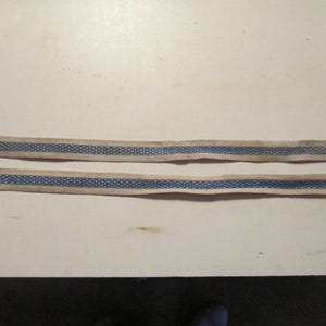 PAIR Vintage Blue and White Cotton Cloth Tape for Suitcase or Trunk 1920s 1930s  9290