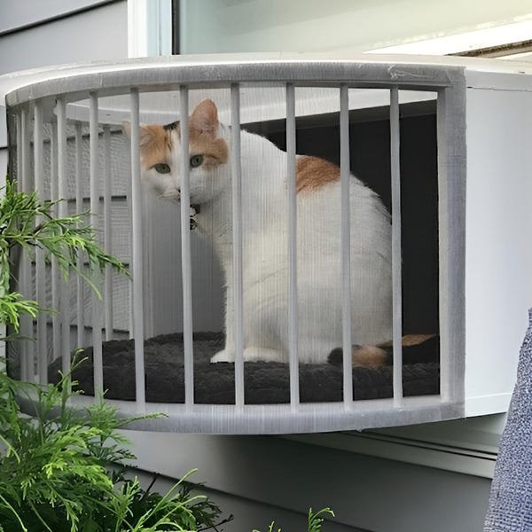 Ensemble véranda pour solarium Cat : châssis de fenêtre avec perchoir et abri contre les intempéries