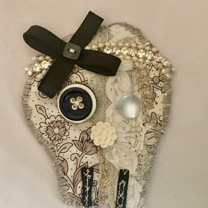 Handmade fabric skull brooch