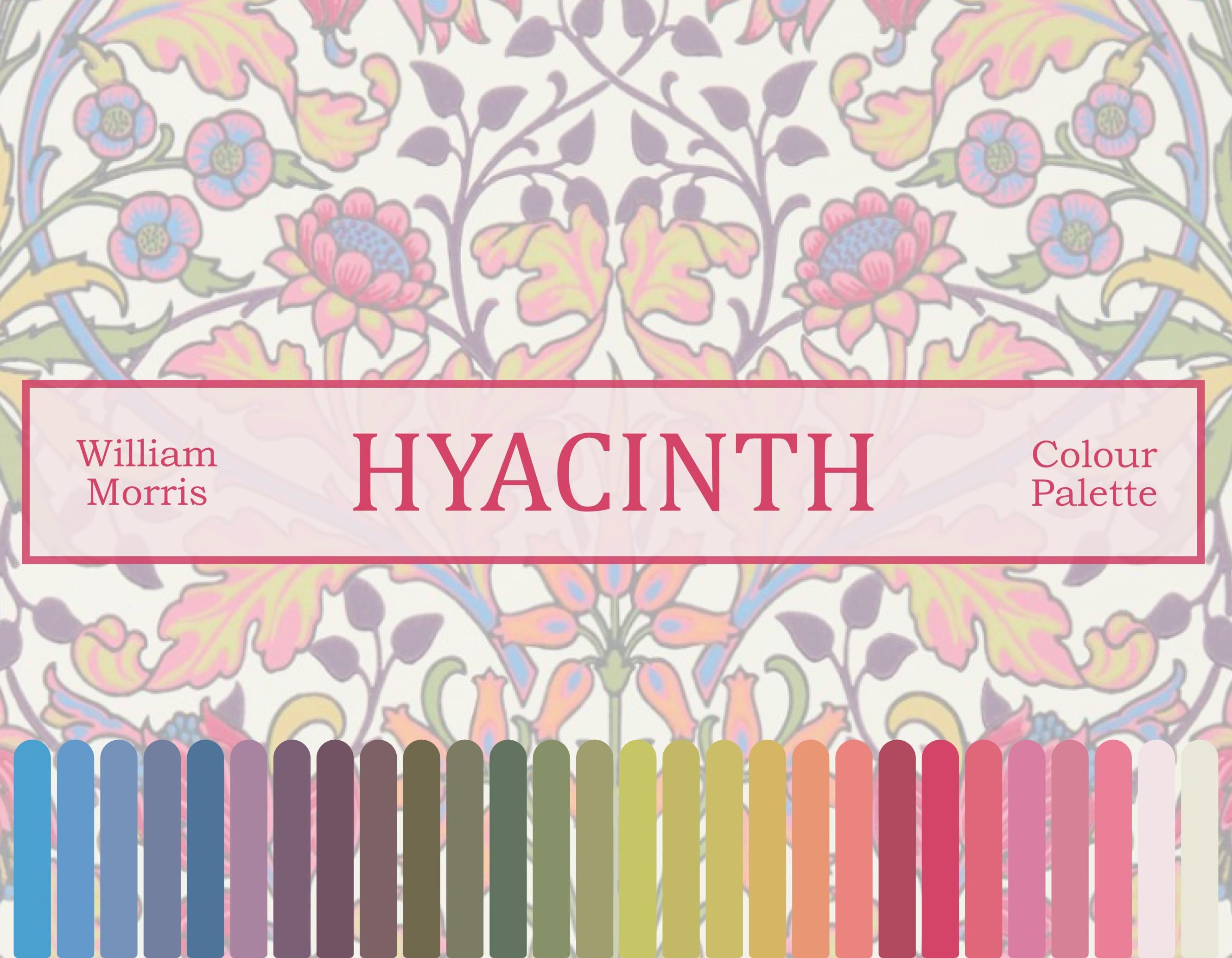 Paleta de colores Hyacinth para Procreate – 28 muestras curadas inspiradas en William Morris para ilustradores