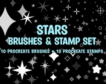 Stars Procreate Brush and Stamp Set. Illustration Supplies, digital drawing tools.