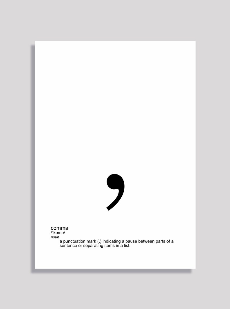 Typography Print Comma Punctuation Print Typographic Art - Etsy
