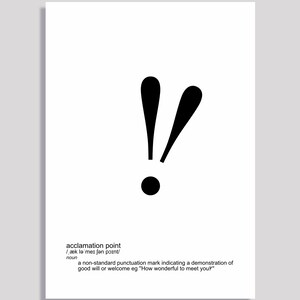 Chic Typographic Wall Art. Acclamation Point Punctuation Print. Stylish ...