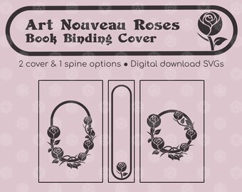 Jugendstil Rosen Buchcover SVG, Vintage Buchbinden (digitaler Download)