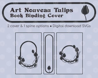 Jugendstil Tulpen Buchcover SVG, Vintage Buchbinden (digitaler Download)