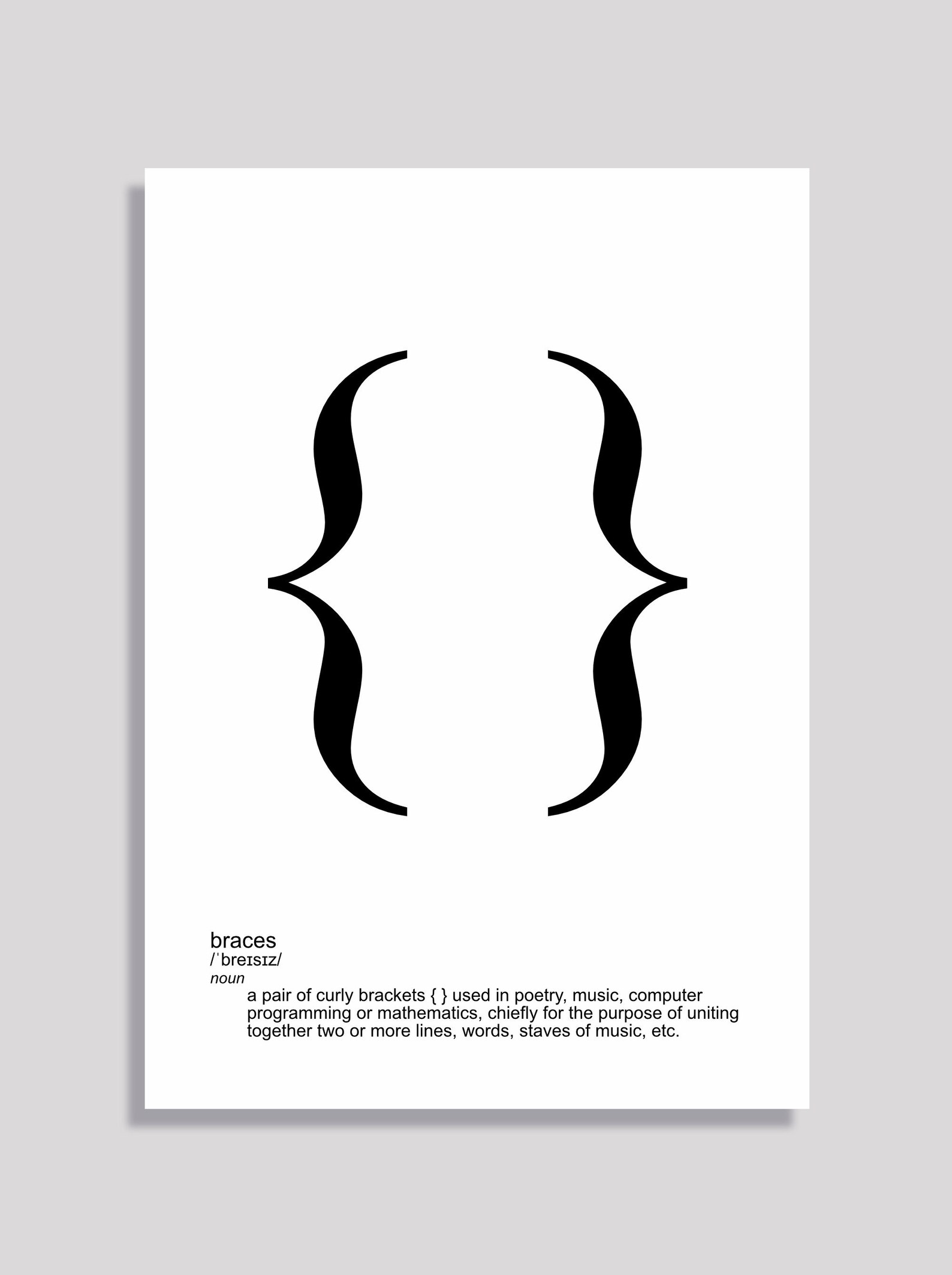 Typography Print Braces Punctuation Print Typographic Art Etsy