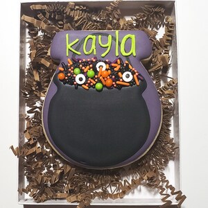 Personalized Halloween Cauldron Cookie Gift