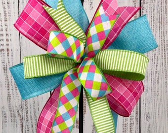Easter Bow Set Spring Wreath Bows Easter Basket Bows Easter Bows for wreath Pink black Bows Bow for Lantern Colorful Bows for Wreath