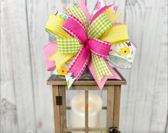 Spring wreath bow, bow for wreath, spring floral bow, Easter wreath bow, wreath embellishment, door hanger bow, lantern bow, butterfly bow