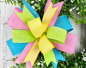 Spring bow for wreath, Easter wreath bow, spring porch decor, spring wreath bow, spring birthday party decoration, bow for spring lantern