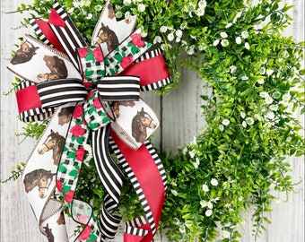 Derby wreath bow, horse wreath bow, bow for wreath, lantern bow, horse race bow, wreath embellishment, summer wreath bow, red and black bow