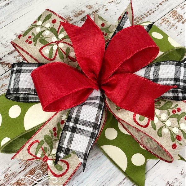 Christmas bow, Christmas wreath bow, Christmas tree decoration, Christmas tree ornament, Christmas decor, door hanger bow, lantern bow