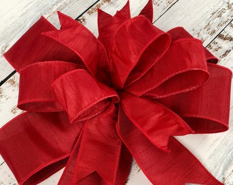 Christmas wreath bow, Christmas tree bow, red bow for wreath, red lantern bow, Christmas decoration, wreath embellishment, tree topper