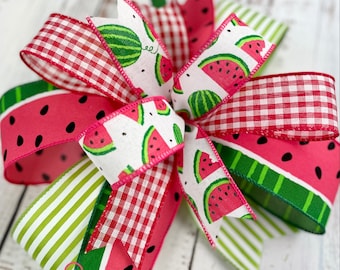 Watermelon wreath bow, watermelon decor, spring bow, summer wreath bow, watermelon bow, wreath embellishment, door hanger bow, lantern bow