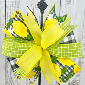 Lemon wreath bow, lemon decor, summer door hanger bow, wreath embellishment, wreath attachment, lantern bow, summer home decor, tiered tray image 9