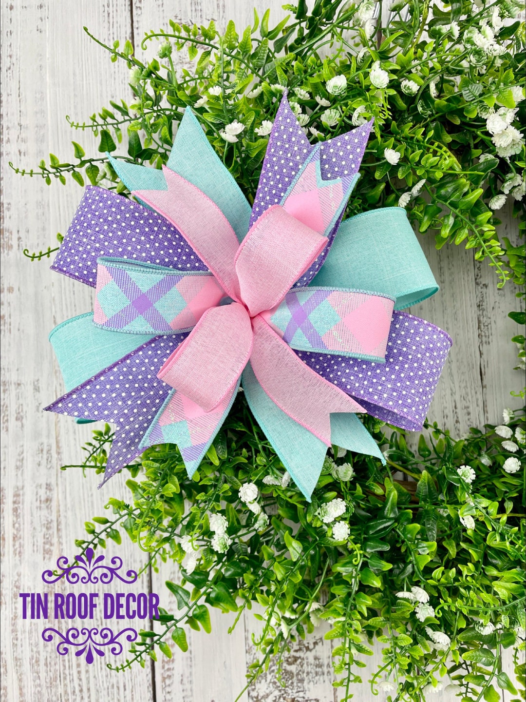 Spring Wreath Bow, Pink and Lavender Bow, Easter Wreath Bow, Bow for ...