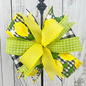 Lemon wreath bow, lemon decor, summer door hanger bow, wreath embellishment, wreath attachment, lantern bow, summer home decor, tiered tray image 3