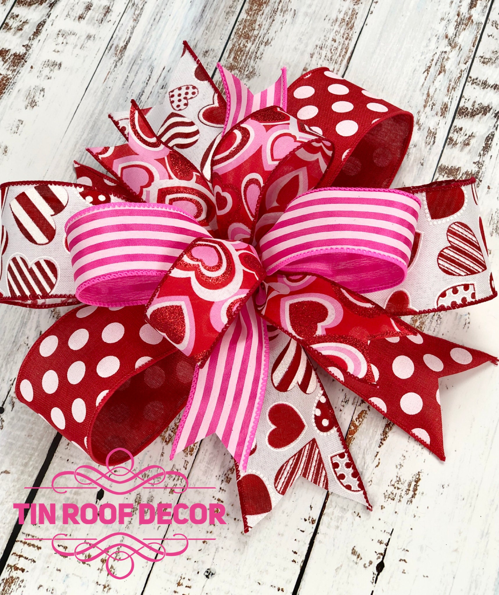 Valentines Day Bow, Valentines Wreath Bow, Valentines Day Decoration, Red  and Pink Bow, Valentines Bow, Red Door Hanger Bow, Red Lantern Bow 