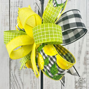 Lemon wreath bow, lemon decor, summer door hanger bow, wreath embellishment, wreath attachment, lantern bow, summer home decor, tiered tray image 7