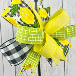 Lemon wreath bow, lemon decor, summer door hanger bow, wreath embellishment, wreath attachment, lantern bow, summer home decor, tiered tray image 4