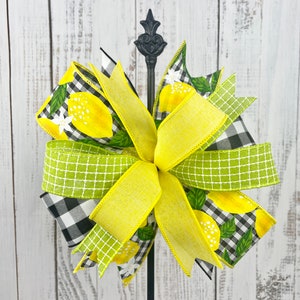 Lemon wreath bow, lemon decor, summer door hanger bow, wreath embellishment, wreath attachment, lantern bow, summer home decor, tiered tray image 8