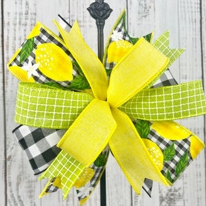 Lemon wreath bow, lemon decor, summer door hanger bow, wreath embellishment, wreath attachment, lantern bow, summer home decor, tiered tray image 6