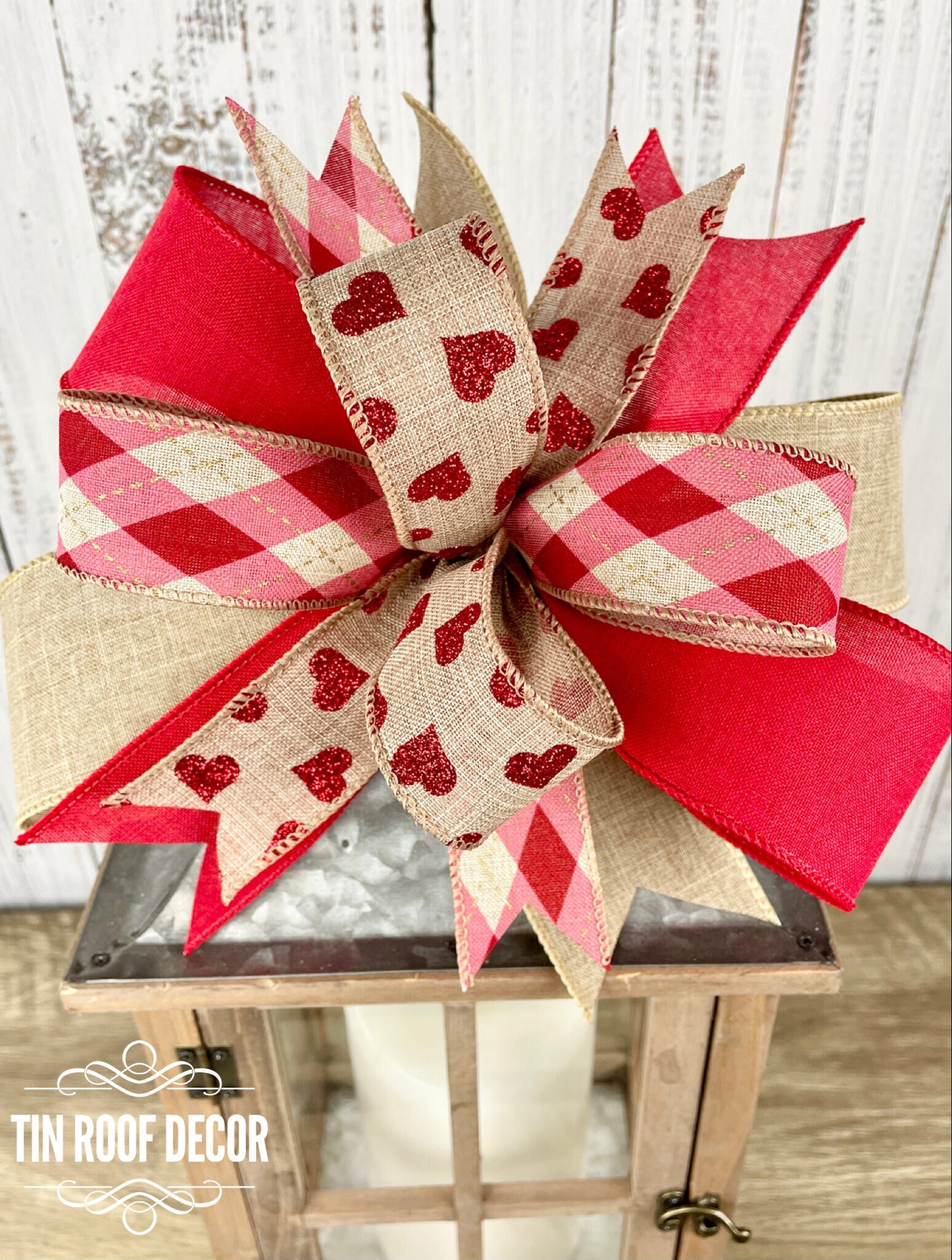  LANGFON Large Valentines Day Wreath Bows, Valentine Red Heart  Spots Truck Bows for Wreaths - White Burlap Valentine's Gift Wedding Party  Holiday Indoor Outdoor Decoration Supplies : Home & Kitchen