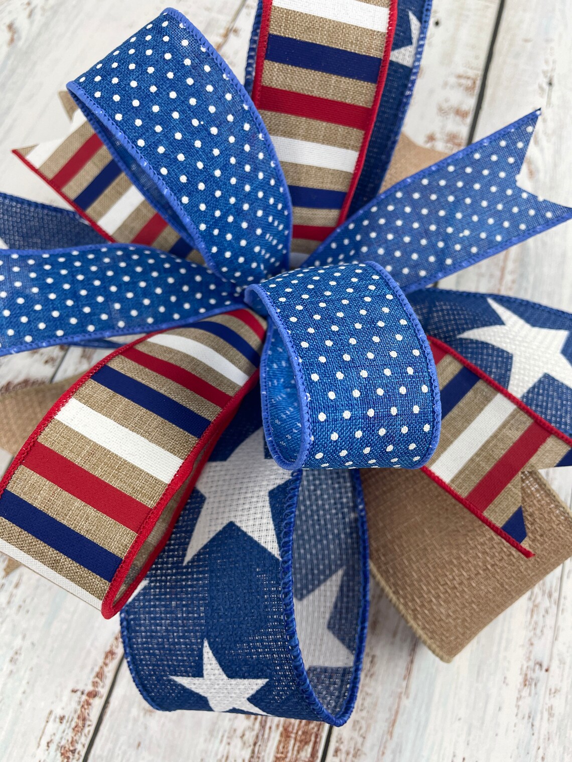 Patriotic bow 4th of July bow July 4th decoration Memorial Etsy