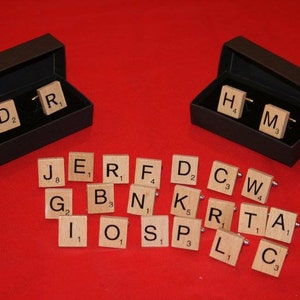 Cufflinks Wooden Tile Scrabble Initials