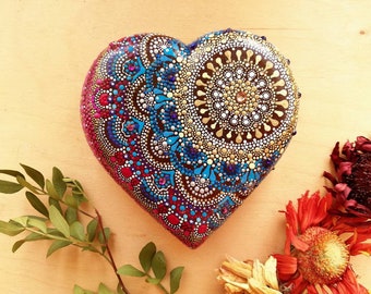 Hand painted mandala heart