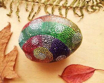 Colorful hand painted stone