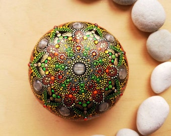 Hand painted mandala stone