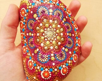 Hand painted mandala stone