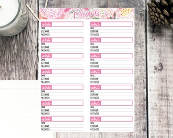 Password Log | Erin Condren 2018 Life Planner | Full Page Sticker