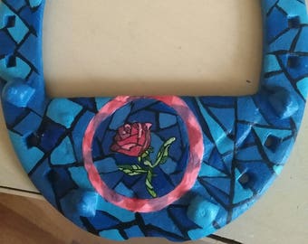 Horseshoe inspired by Beauty and the Beast Stain glass Decoration Glow in the dark Present for children