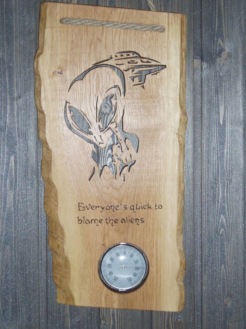 Rude Alien Cutout Quote Sign Sauna Thermometer Space Wooden Etsy