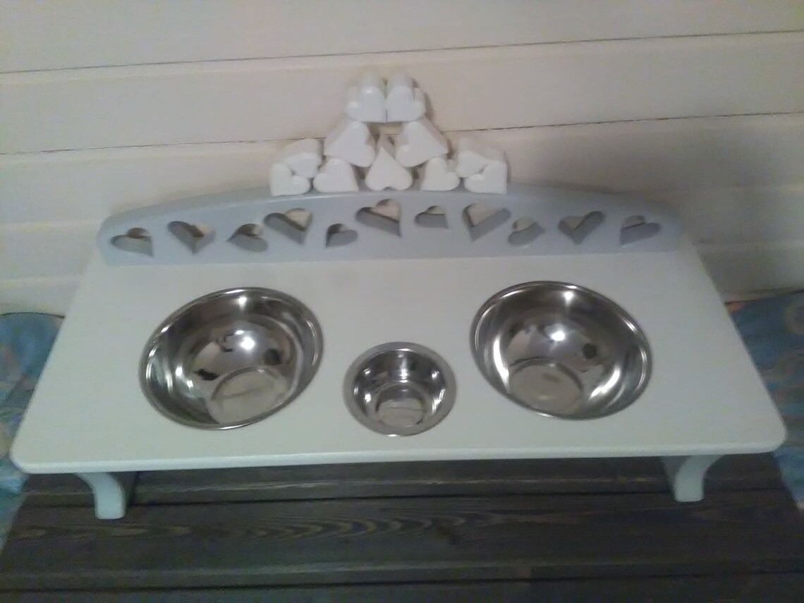 Cat Feeding Station Bowls Dog Feeding Station Etsy