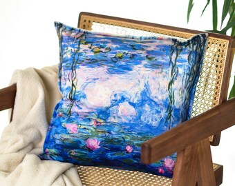 Decorative pillow cover | Claude Monet | Water lilies print | 14x14" | 18x18" | Unique housewarming decor gifts