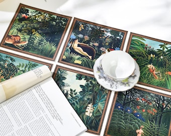 Nature Table placemat set of 6 | biophilic home decor | Henri Rousseau paintings