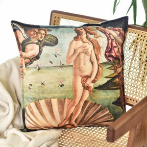 Boho Pillow cover | Birth of Venus by Sandro Botticelli | Cottagecore decor | 14x14&quot; | 18x18&quot;