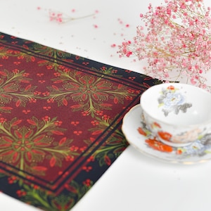 Dark acadeima red floral fabric placemat set of 4 | Cottagecore decor