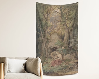 Harmony with Nature Medieval wall tapestry | Cottagecore decor | Recycled fabric