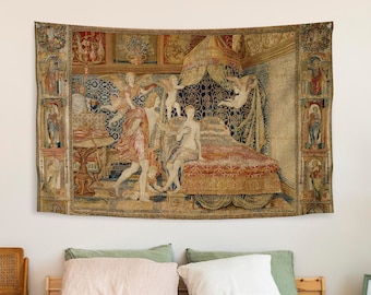 Royal Sensual Medieval wall tapestry | Cottagecore decor | Recycled fabric