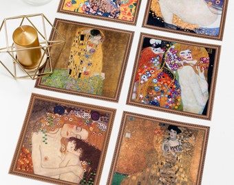 Gustav Klimt Table placemat set of 6 famous artworks | Cottagecore decor
